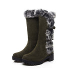 Women's Faux Suede Fur-Trim Mid-Calf Winter Boots