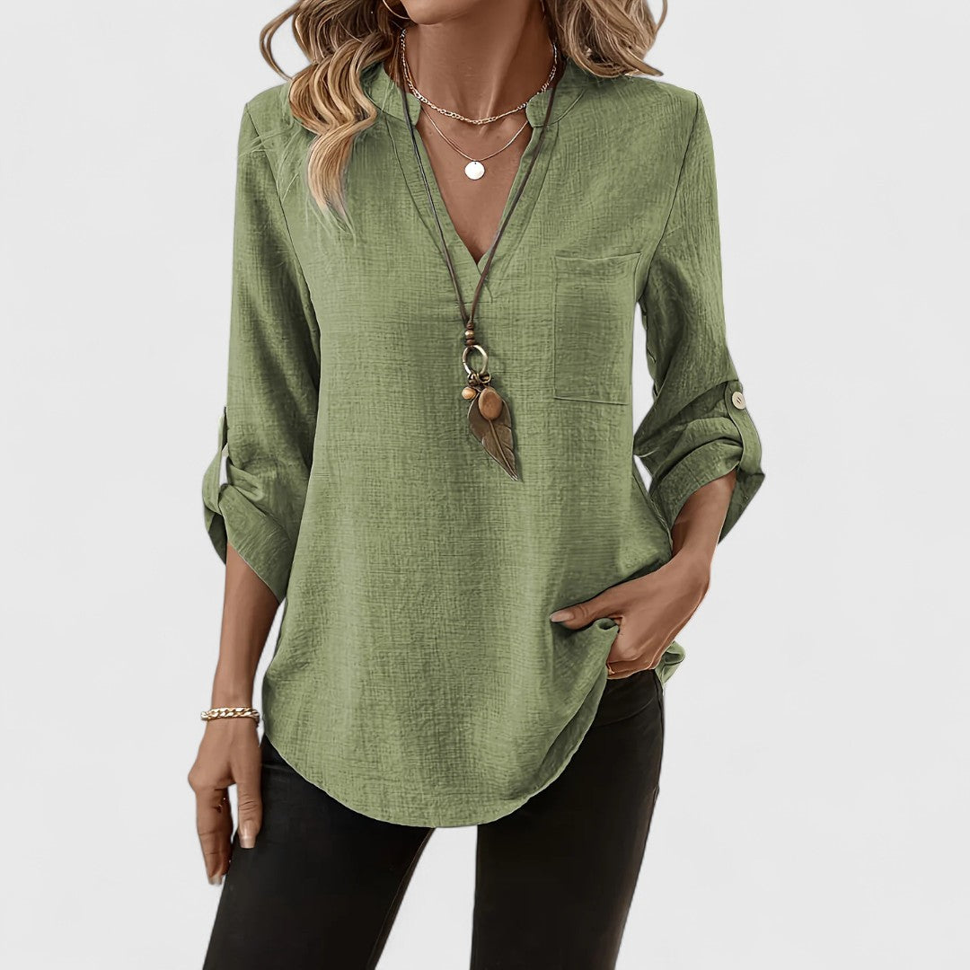 Jennifer - Elegant V-Neck Long Sleeve Top