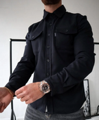 Men's Casual Shirt Jacket with Button Front and Chest Pockets