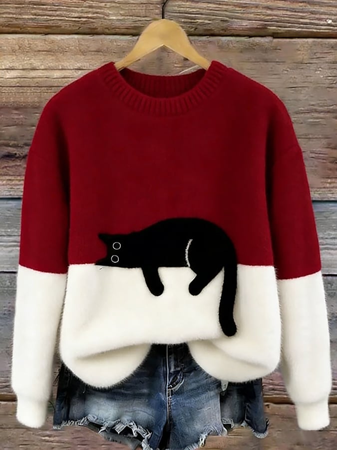 Caitlin – Casual Cat Graphic Sweater