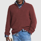 Men's Quarter-Zip Sweater – Ribbed Knit with Regular Fit for Autumn and Winter