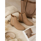 Women's Pointed Toe Chelsea Ankle Boots Low Block Heel