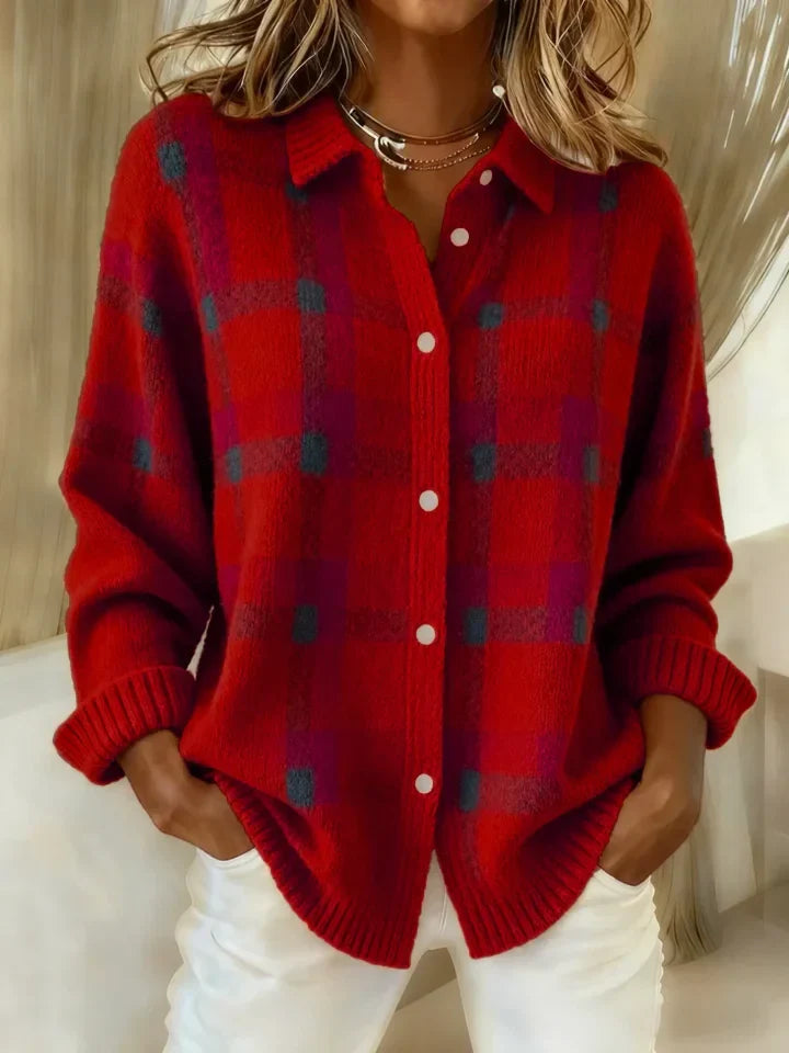 Casual Contrast Retro Plaid Sweater