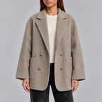 Women’s Overcoat | Oversized Double-Breasted Coat with Lapel Collar