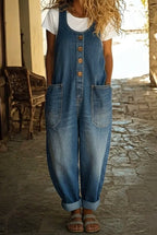 Skylar - Vintage Washed Cotton Denim Overalls
