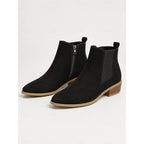 Women's Pointed Toe Chelsea Ankle Boots Low Block Heel