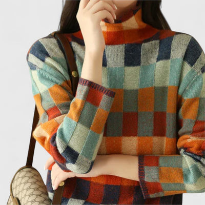 Erika - Patchwork Turtleneck Sweater