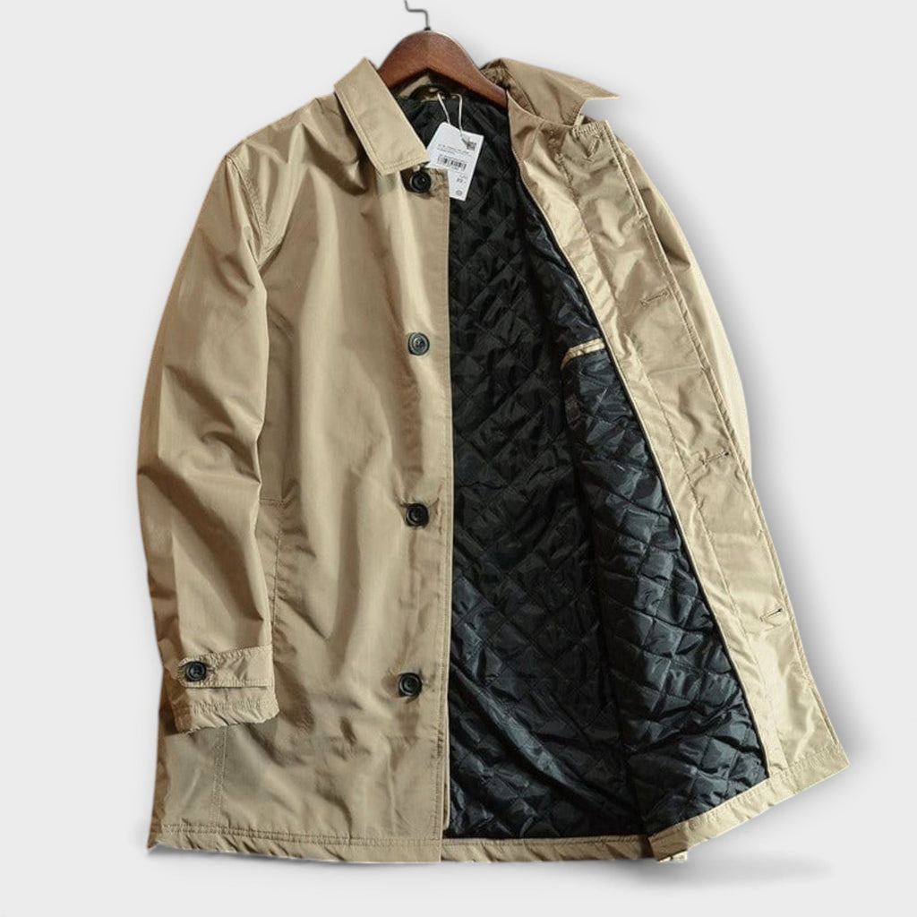 Men's Water-Resistant Quilted Trench Coat