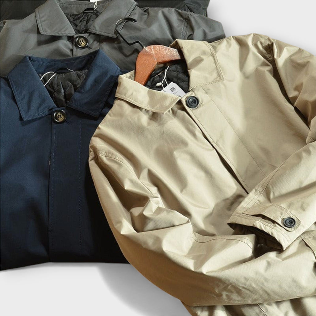 Men's Water-Resistant Quilted Trench Coat