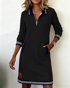 Lenora – Zip Collar Sweatshirt Dress