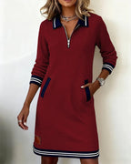 Lenora – Zip Collar Sweatshirt Dress