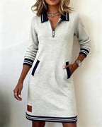 Lenora – Zip Collar Sweatshirt Dress