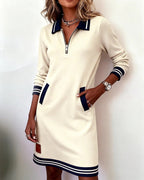 Lenora – Zip Collar Sweatshirt Dress