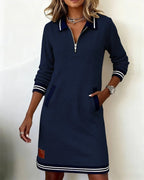 Lenora – Zip Collar Sweatshirt Dress
