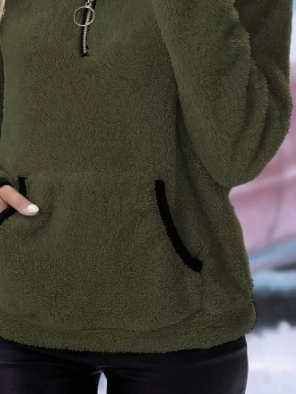 Women's Half-Zip Fuzzy Fleece Pullover Sweater