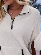 Women's Half-Zip Fuzzy Fleece Pullover Sweater