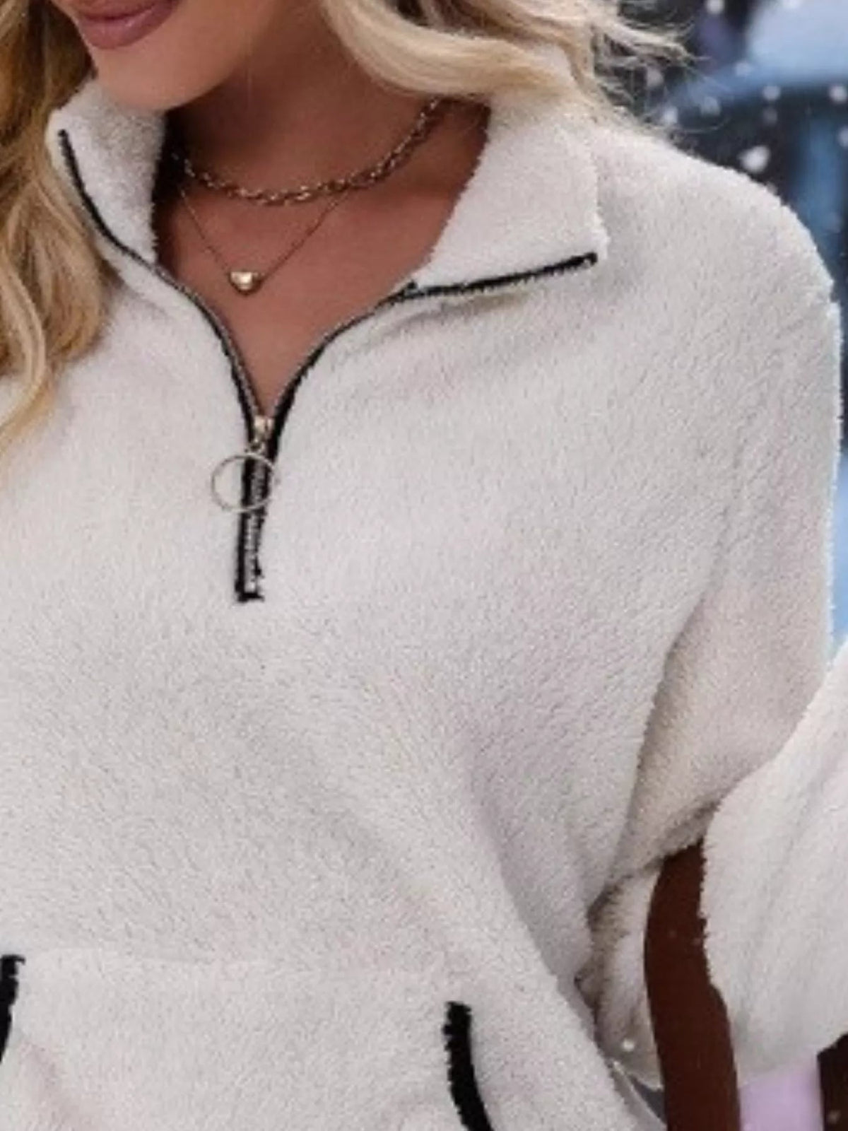 Women's Half-Zip Fuzzy Fleece Pullover Sweater