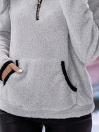 Women's Half-Zip Fuzzy Fleece Pullover Sweater