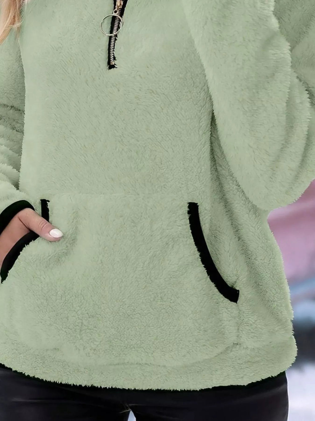 Women's Half-Zip Fuzzy Fleece Pullover Sweater