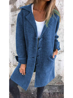 Relaxed Fit Long Coat Soft Knit Fabric