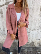 Relaxed Fit Long Coat Soft Knit Fabric