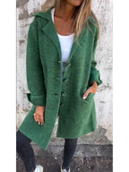 Relaxed Fit Long Coat Soft Knit Fabric