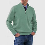 Men's Casual Knit Pullover Sweater with Half-Zip Mock Neck