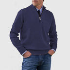 Men's Casual Knit Pullover Sweater with Half-Zip Mock Neck