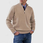 Men's Casual Knit Pullover Sweater with Half-Zip Mock Neck