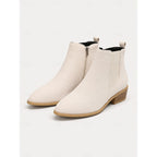 Women's Pointed Toe Chelsea Ankle Boots Low Block Heel