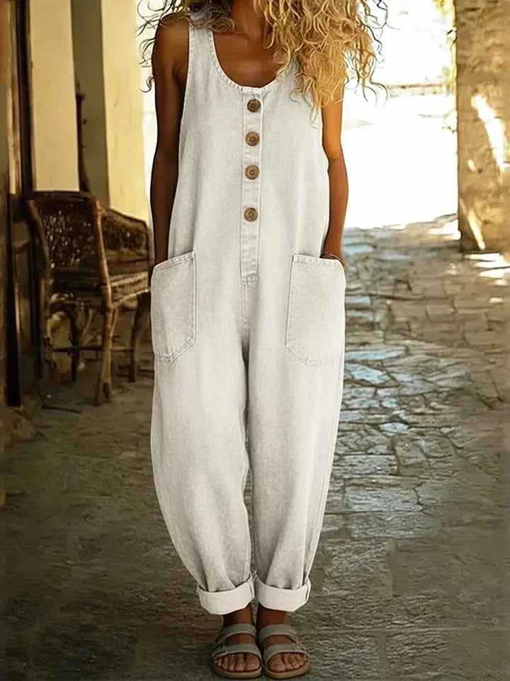 Skylar - Vintage Washed Cotton Denim Overalls