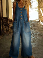 Skylar - Vintage Washed Cotton Denim Overalls