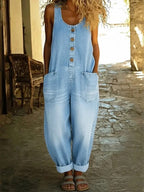 Skylar - Vintage Washed Cotton Denim Overalls