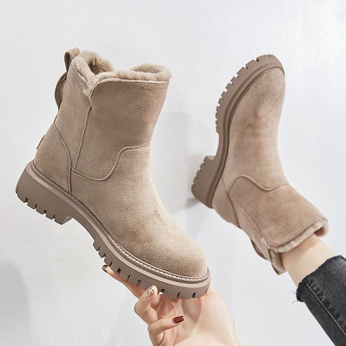 Women's Fleece-Lined Platform Ankle Boots