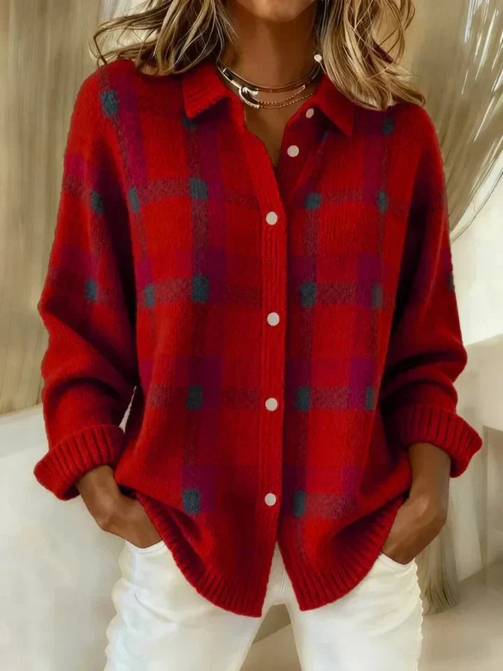 Camille™ | Retro Plaid Sweater – Timeless Appeal