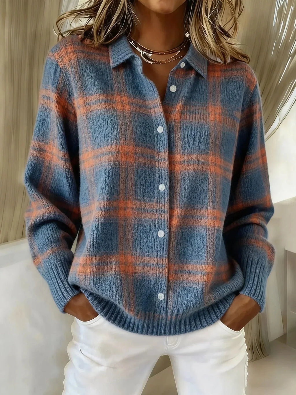 Camille™ | Retro Plaid Sweater – Timeless Appeal