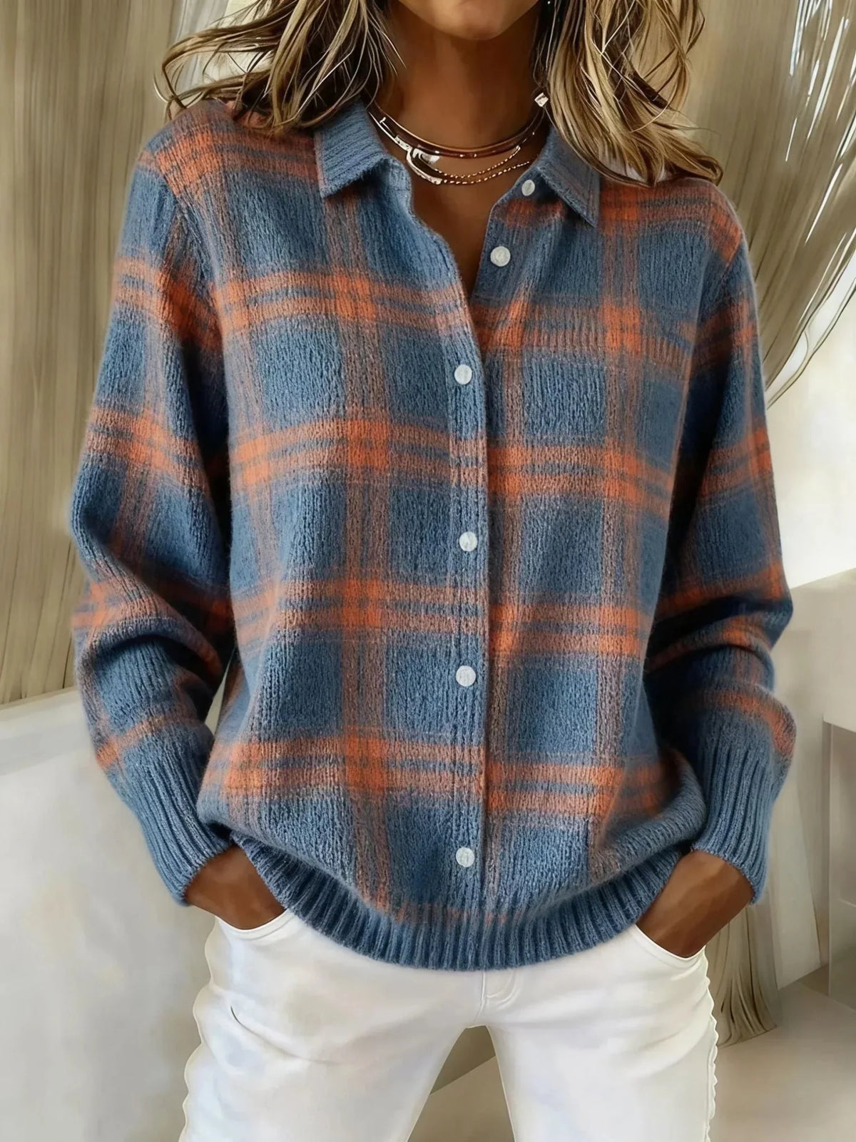 Camille™ | Retro Plaid Sweater – Timeless Appeal