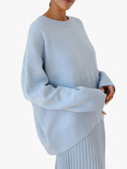Women's Knit Pullover Sweater with Crew Neck and Rib Trim
