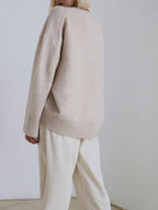 Women's Knit Pullover Sweater with Crew Neck and Rib Trim