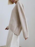 Women's Knit Pullover Sweater with Crew Neck and Rib Trim
