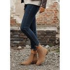 Women's Pointed Toe Chelsea Ankle Boots Low Block Heel